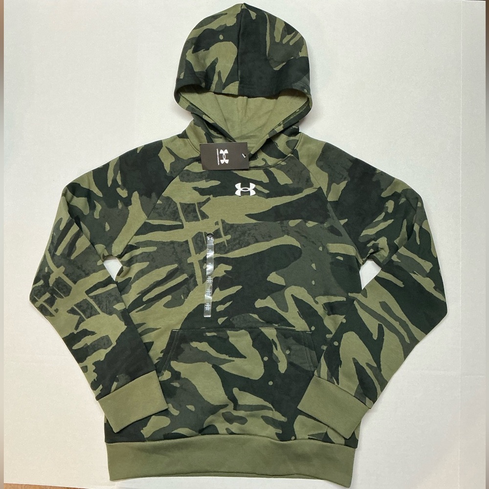 Under Armour Kid’s Rival Fleece Hoodie Green Camo YL